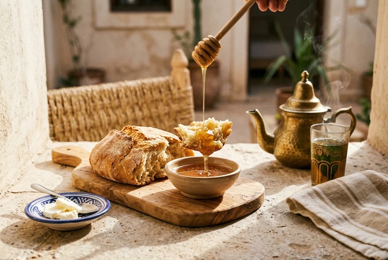 Honey served at a Moroccan breakfast